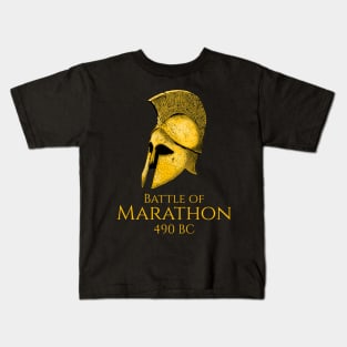 Ancient Greek History Hoplite Helmet Battle Of Marathon Kids T-Shirt